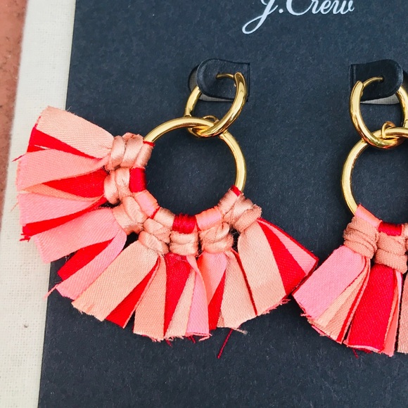 J. Crew Bright Pink Fabric Fan Earrings - Picture 2 of 6